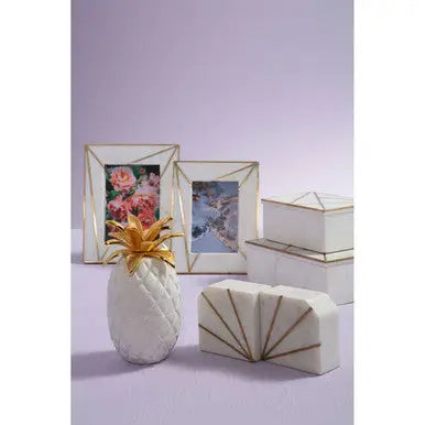 Sena White Marble and Gold Bookends