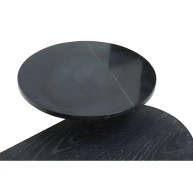 Serrano Black Oak Veneer and Marble Multi Tier Coffee Table