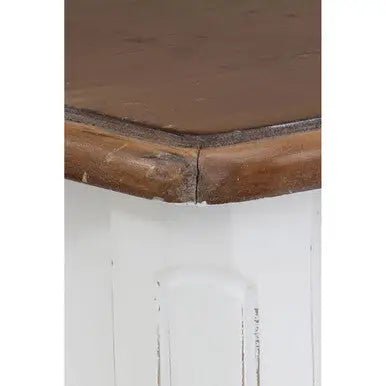 Set of 2 Brown Wood Top Accent Tables with White High Gloss Finish Legs, Serena