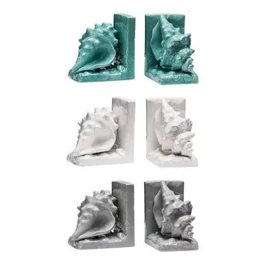 Set Of 2 Conch Grey Dolomite Bookends
