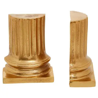 Set of 2 Gold Pillar Bookends | Kensington Townhouse