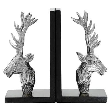 Set of 2 Stag Bookends with Marble Base | Kinsley