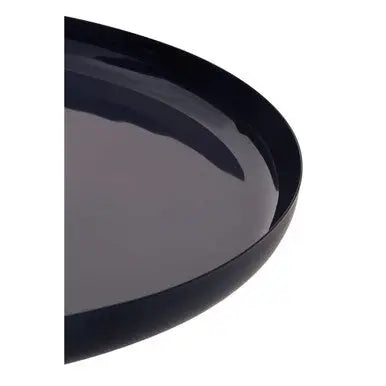 Set of 3 Gold, Pink & Black Enamel Tray Tables with Black Iron Bases, Amira