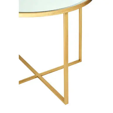 Set of 5 Champagne Gold Wood and Metal Nesting Tables with Glass Top, Farran