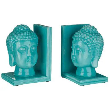 Set of Turquoise Buddha Head Bookends | Piper