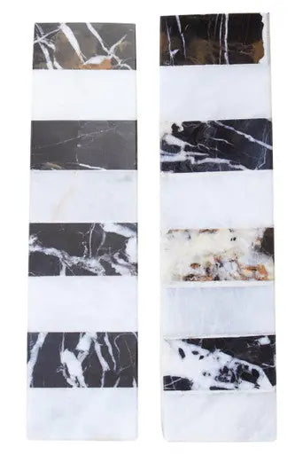 Set of Two Black and White Striped Marble Bookends | Soma