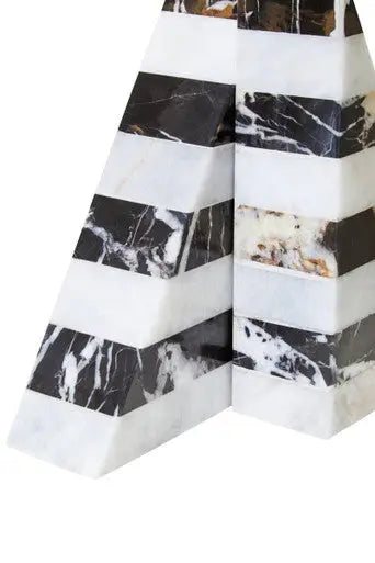 Set of Two Black and White Striped Marble Bookends | Soma