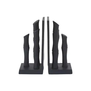 Set of Two Black Finish Bamboo Effect Bookends | Hiba