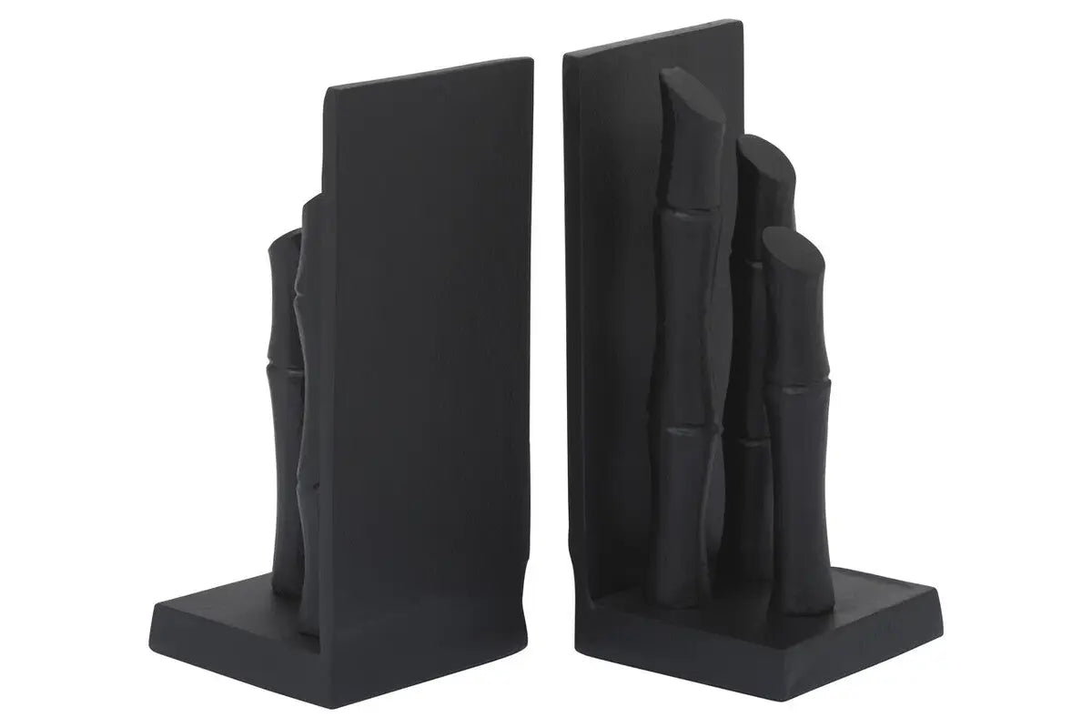 Set of Two Black Finish Bamboo Effect Bookends | Hiba