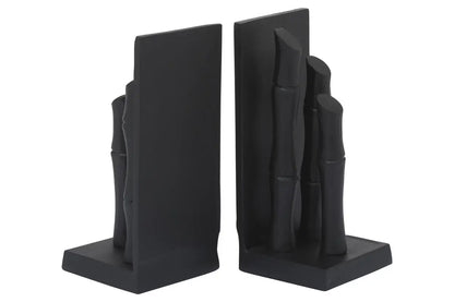 Set of Two Black Finish Bamboo Effect Bookends | Hiba