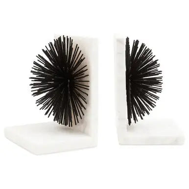 Set of Two Black Finish Starburst Bookends | Mirano