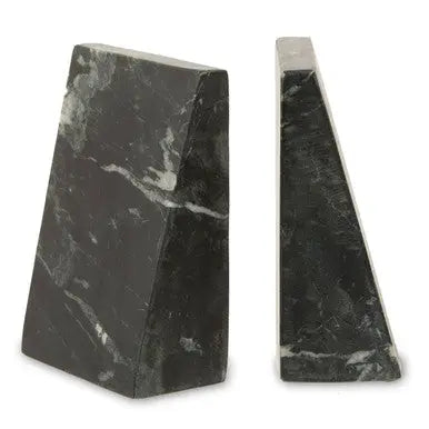 Set of Two Black Marble Bookends | Marris