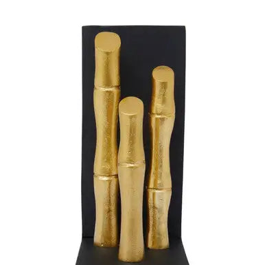 Set of Two Gold Finish Bamboo Effect Bookends | Hiba