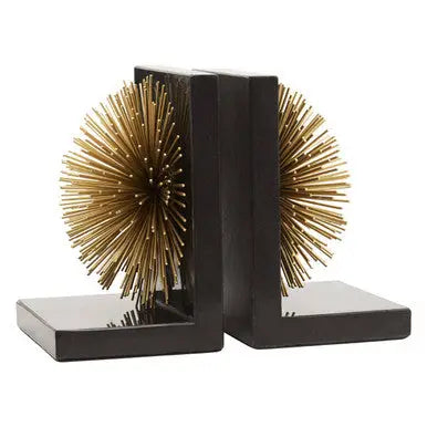 Set of Two Gold Finish Starburst Bookends | Mirano