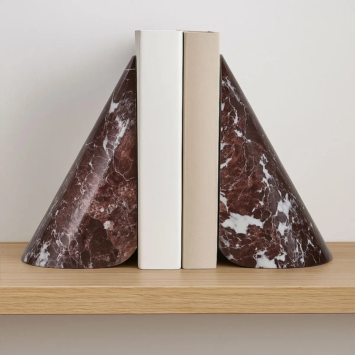 Set of Two Red Marble Bookends | Salmo