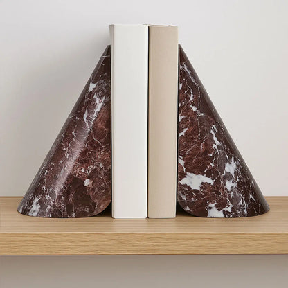 Set of Two Red Marble Bookends | Salmo