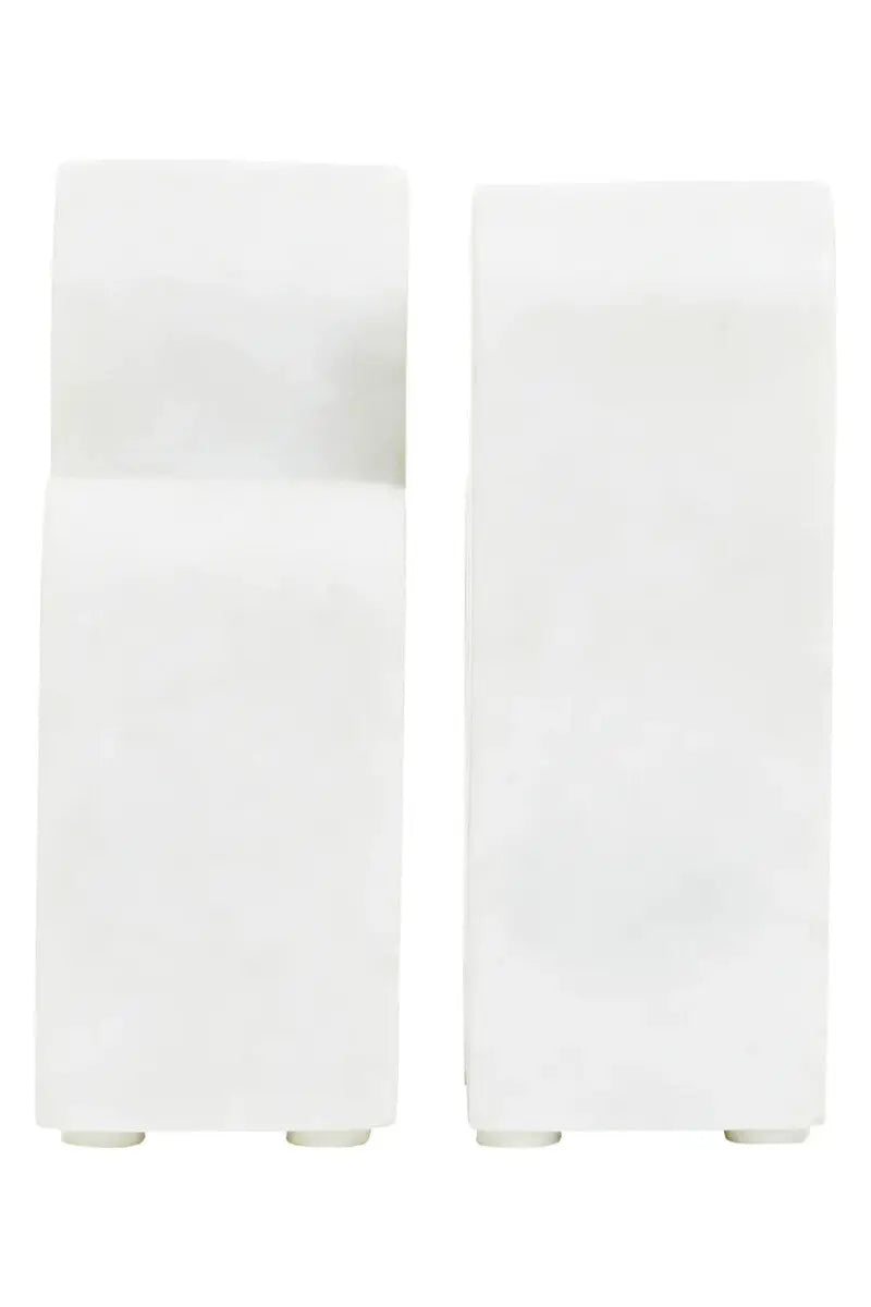 Set of Two White Marble Bookends | Nason