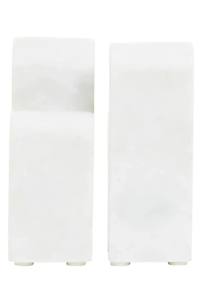 Set of Two White Marble Bookends | Nason