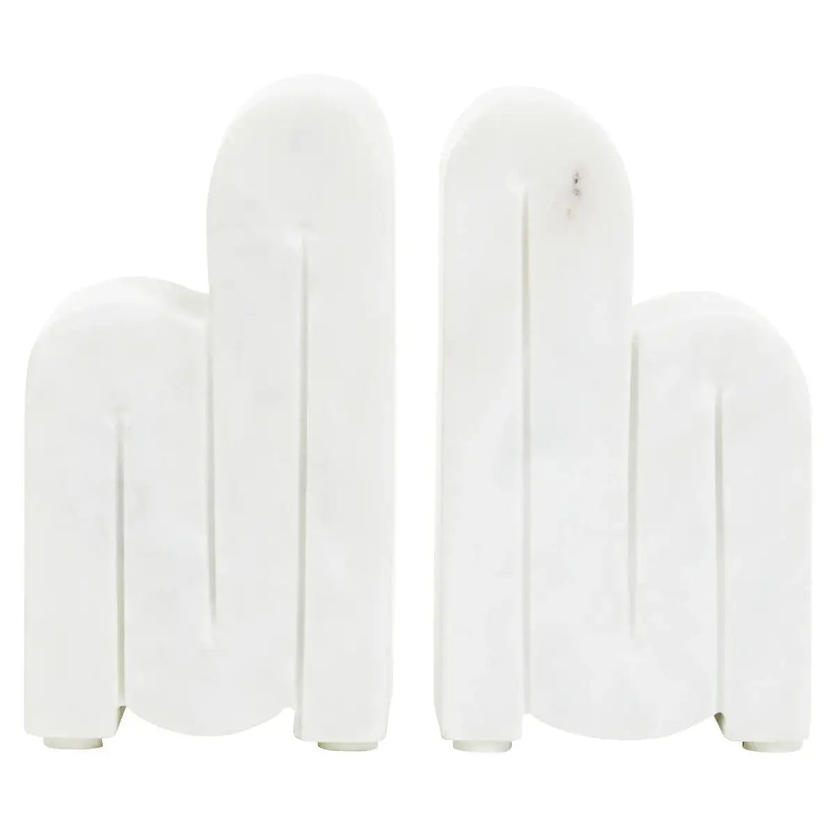 Set of Two White Marble Bookends | Nason