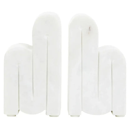 Set of Two White Marble Bookends | Nason