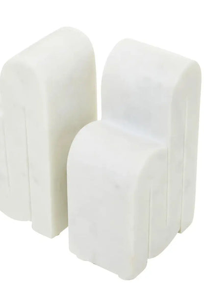 Set of Two White Marble Bookends | Nason