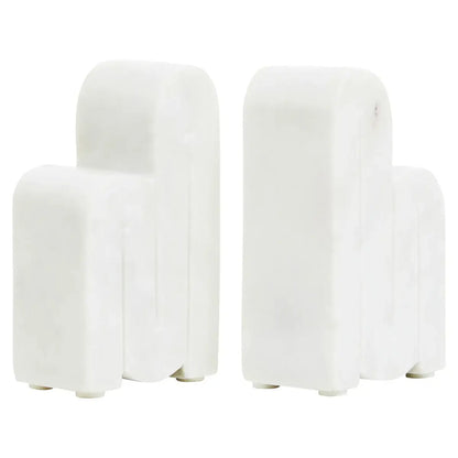Set of Two White Marble Bookends | Nason