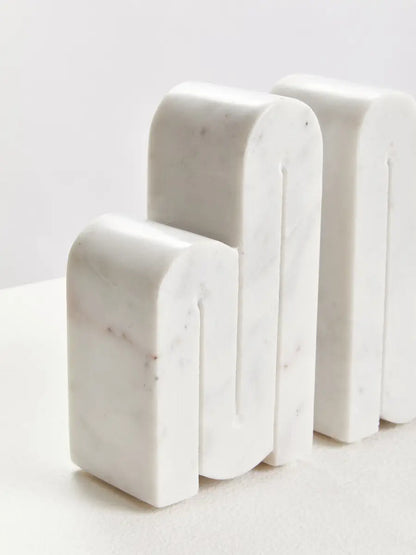 Set of Two White Marble Bookends | Nason
