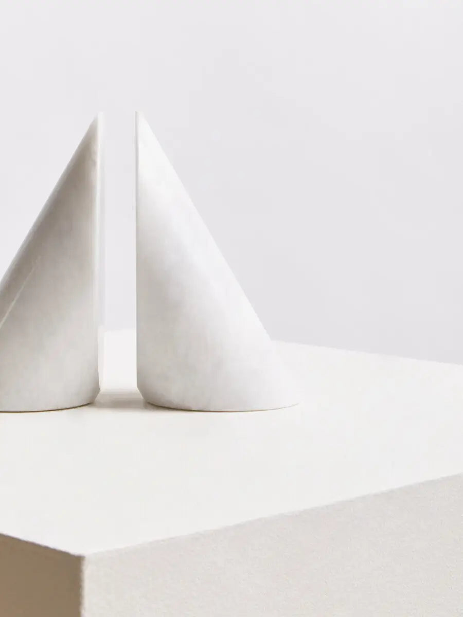 Set of Two White Marble Bookends | Salmo