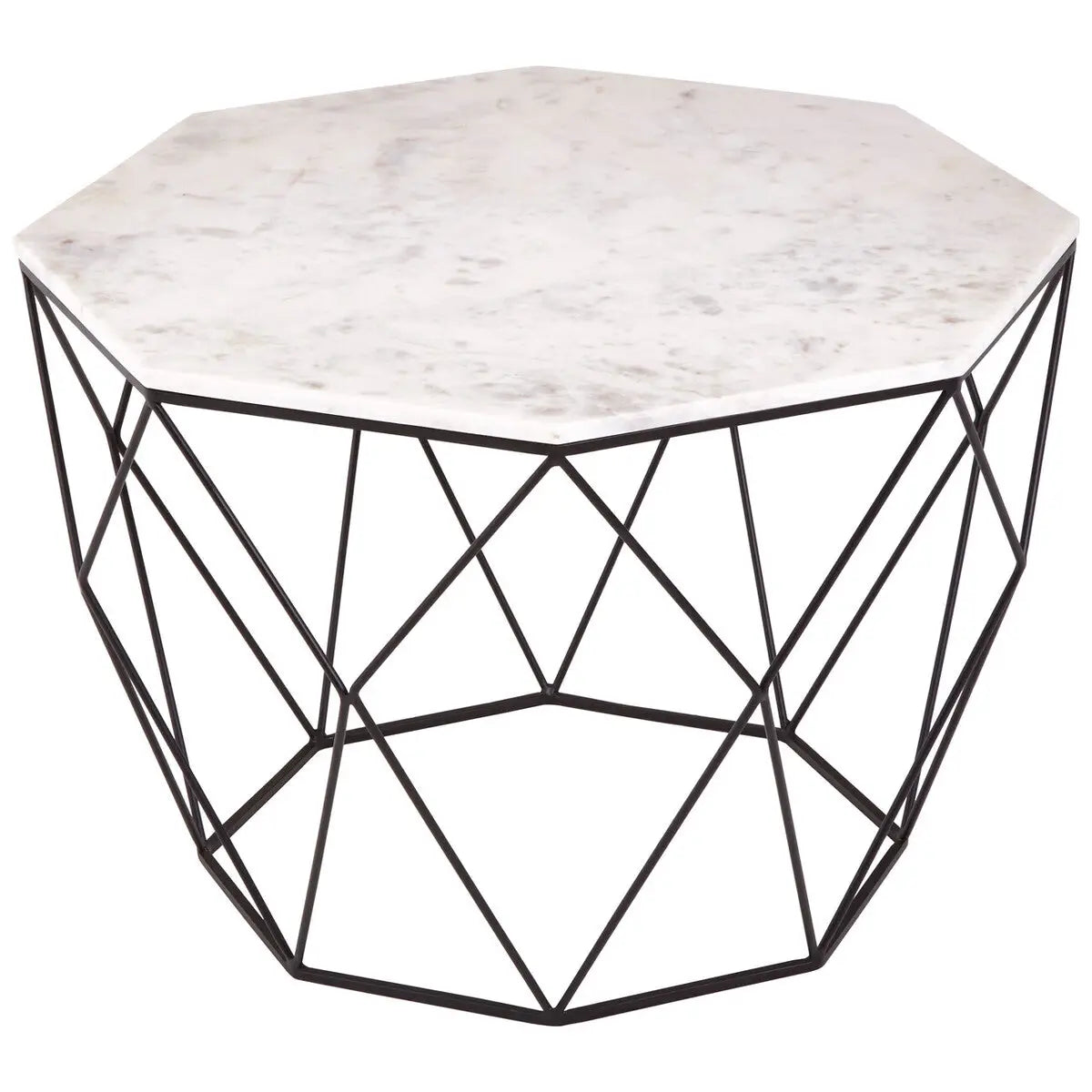 Shalimar White Marble and Black Finish Octagonal Coffee Table