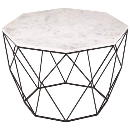 Shalimar White Marble and Black Finish Octagonal Coffee Table