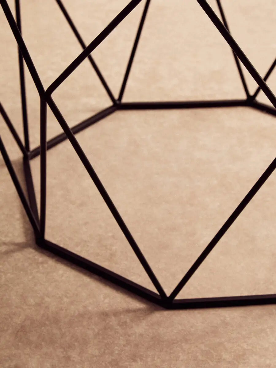 Shalimar White Marble and Black Finish Octagonal Coffee Table