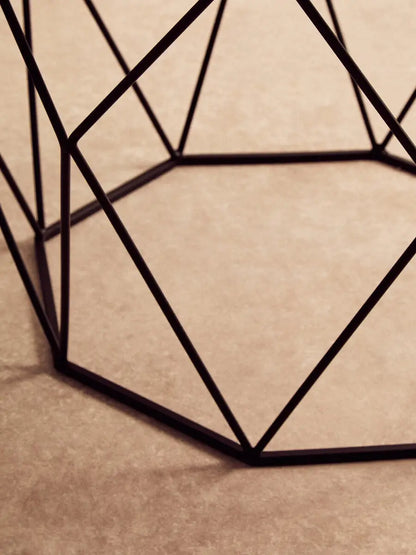 Shalimar White Marble and Black Finish Octagonal Coffee Table