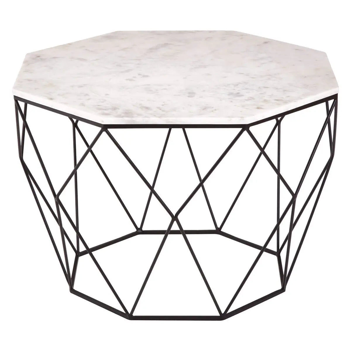 Shalimar White Marble and Black Finish Octagonal Coffee Table