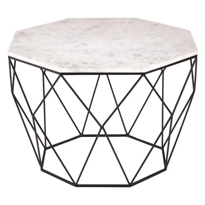 Shalimar White Marble and Black Finish Octagonal Coffee Table