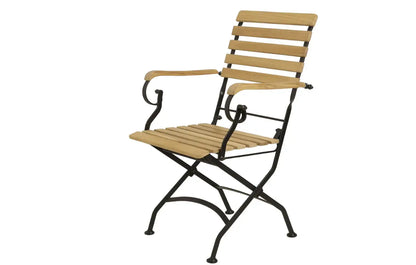 Sicily 2 Seater Teak and Wrought Iron Round 70cm Garden Dining Set