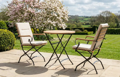 Sicily 2 Seater Teak and Wrought Iron Round 70cm Garden Dining Set