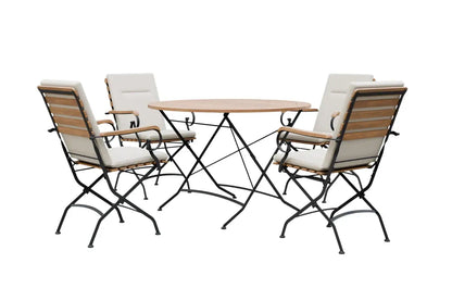 Sicily 4 Seater Teak and Wrought Iron Round 110cm Garden Dining Set