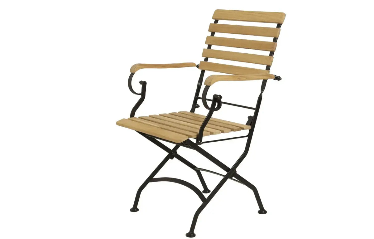 Sicily 4 Seater Teak and Wrought Iron Round 110cm Garden Dining Set