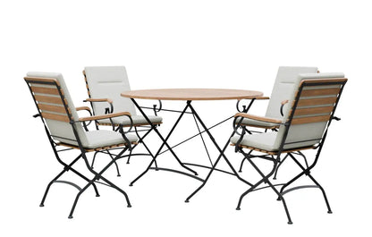 Sicily 4 Seater Teak and Wrought Iron Round 110cm Garden Dining Set