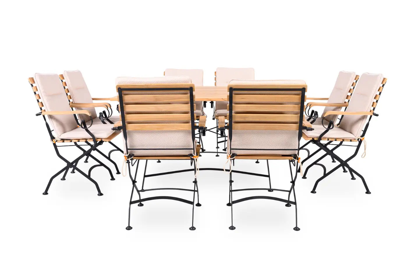 Sicily 8 Seater Teak and Wrought Iron Square 140cm Garden Dining Set