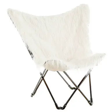 Sienna White Faux Fur Butterfly Chair