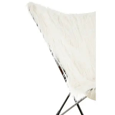 Sienna White Faux Fur Butterfly Chair