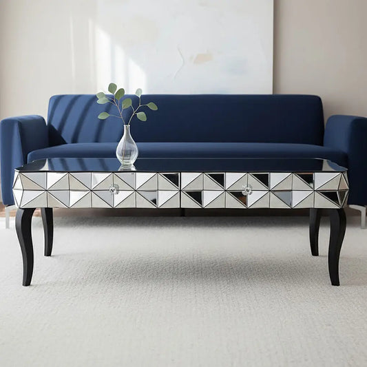 Silve Rectangular Coffee Table with Smoked Glass Detail, Soho