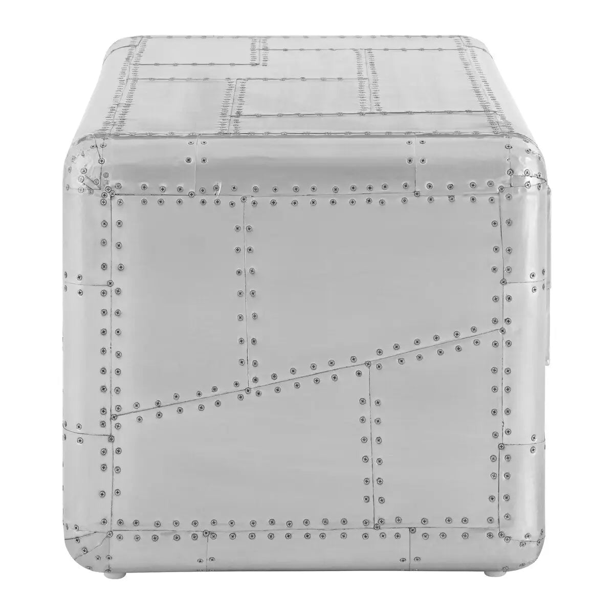 Silver Aluminium Plated Mango Wood Coffee Table with Sliding Storage Drawer, Avro