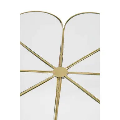 Silver and Gold Iron Frame Coffee Table with Petal Design Mirrored Top, Rabia