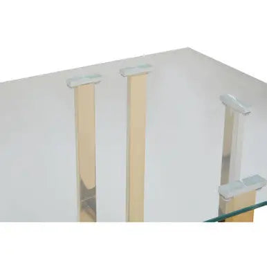 Silver and Gold Steel Frame Coffee Table with Glass Top, Alvea