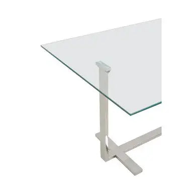 Silver and Gold Steel Frame Coffee Table with Glass Top, Alvea