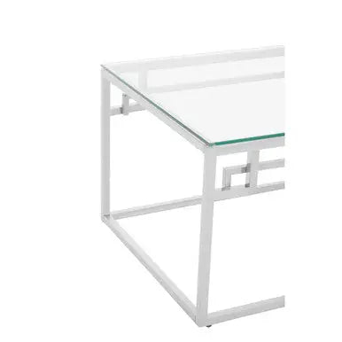 Silver Geometric Rectangular Coffee Table with Tempered Glass Top, Allure