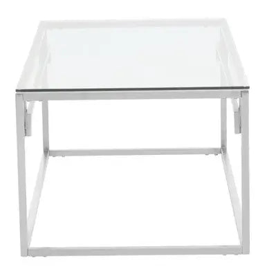 Silver Geometric Rectangular Coffee Table with Tempered Glass Top, Allure