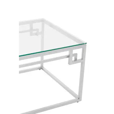 Silver Geometric Rectangular Coffee Table with Tempered Glass Top, Allure